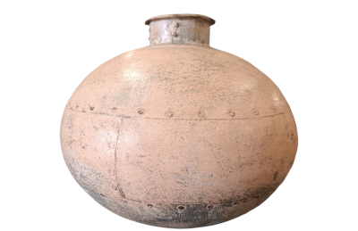 Διακοσμητικό βάζο μεταλλικό απαλό ροδακινί -ασημί