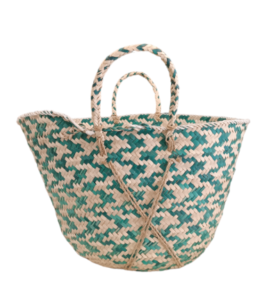 Ψάθινη χειροποίητη τσάντα σε φυσικό πράσινο χρώμα