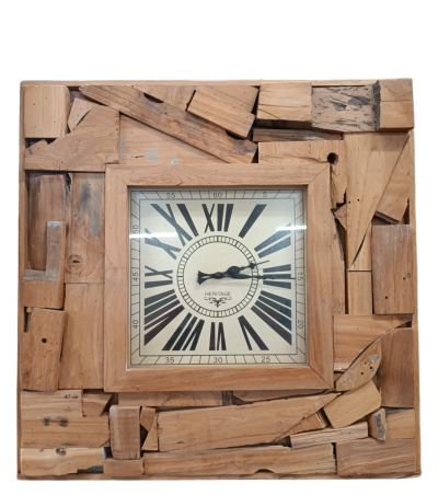 Ρολόι από ανακυκλωμένο ξύλο  σε φυσικό χρώμα