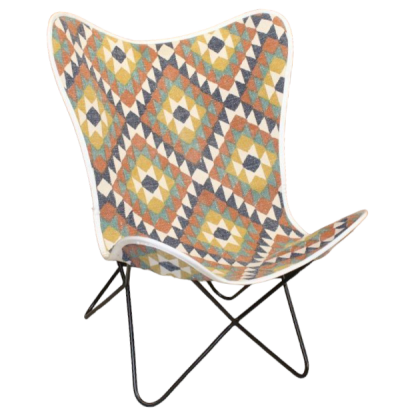 Πολυθρόνα Butterfly από βαμβακερό ύφασμα με μασίφ μεταλλικό σκελετό