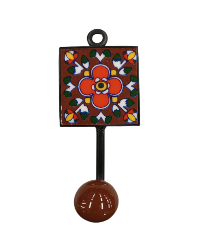 Κρεμάστρα μεταλλική με κεραμικό πλακάκι σε κάφε χρώμα με 1 γάντζο 2