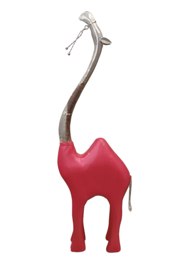 Διακοσμητική μεταλλική καμήλα σε σομόν χρώμα και ασημί 1
