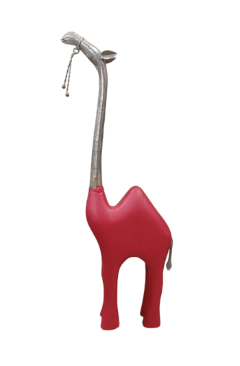 Διακοσμητική μεταλλική καμήλα σε σομόν χρώμα και ασημί