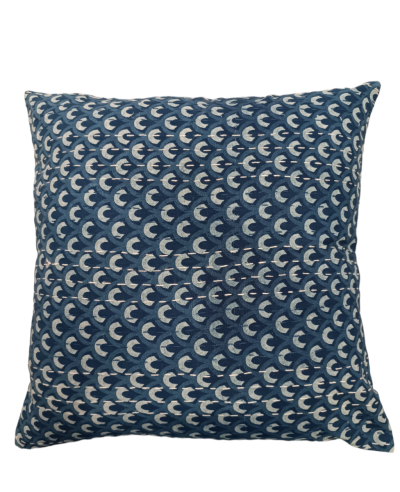 Διακοσμητικό μαξιλάρι Kantha 40x40 μπλε αποχρώσεις (με γέμιση) 1