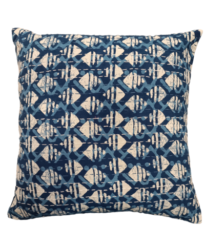 Διακοσμητικό μαξιλάρι Kantha 40x40 μπλε αποχρώσεις (με γέμιση) 3