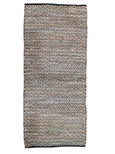 Χαλί 70Χ160 Cotton-Leather μαύρο-μπεζ